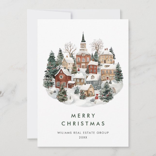 Vintages Landhaus Weihnachtsbaum Unternehmen Feiertagskarte (Vorderseite)