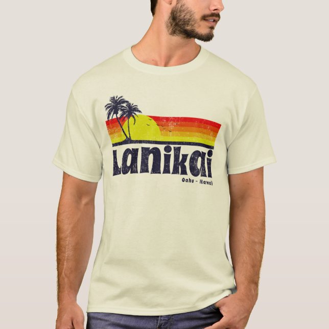 Vintages Lanikai Oahu Hawaii T-Shirt (Vorderseite)