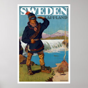 Vintages Lappland-Schweden-Reisen Poster