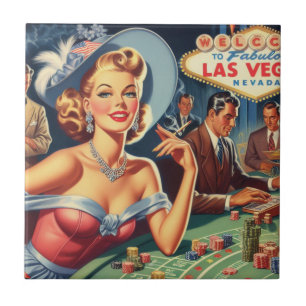 Vintages Las Vegas Casino Button Fliese