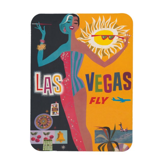 Vintages Las Vegas Gambling Travel Poster Art Magnet (Vertikal)