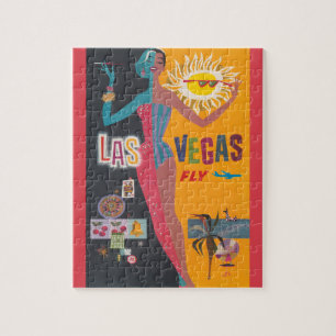 Vintages Las Vegas Gambling Travel Poster Art Puzzle