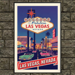 Vintages Las Vegas Travel Poster der 60er Jahre