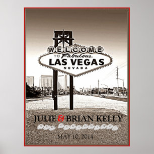 Vintages Las Vegas Wedding Guest Book Poster