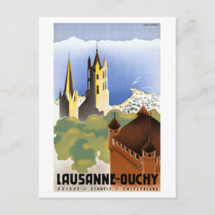 Vintages Lausanne-Ouchy Switzerland Reiseplakat Postkarte
