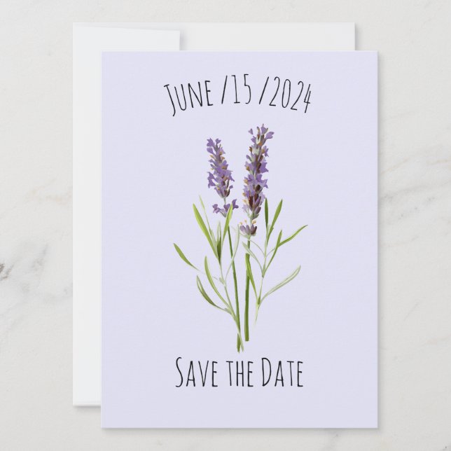 Vintages Lavendel - einfache Blüte - Save the Date Ankündigung (Vorderseite)