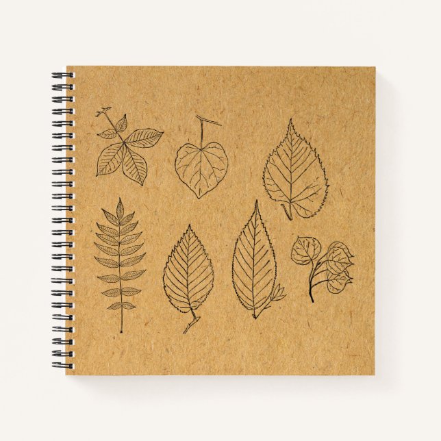 Vintages Leaf Art Illustrierte Blätter Notizbuch (Vorderseite)
