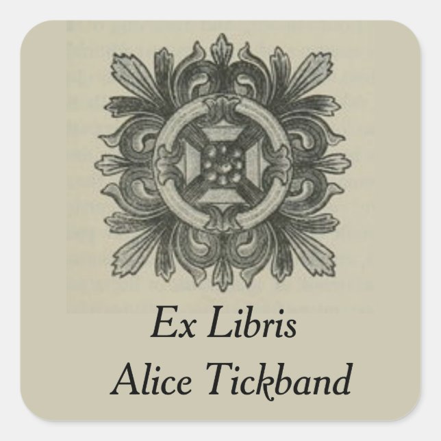 Vintages Leaf Design Square Buchzeichen Quadratischer Aufkleber (Vorderseite)