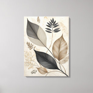 Vintages Leaf und Blume neutrale botanische Skizze Leinwanddruck