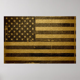 Vintages Leather der amerikanischen Flagge Poster