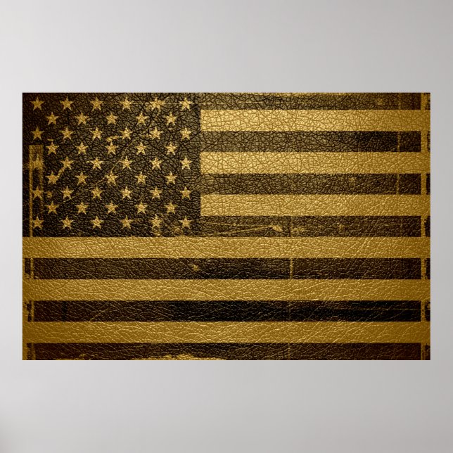 Vintages Leather der amerikanischen Flagge Poster (Vorne)