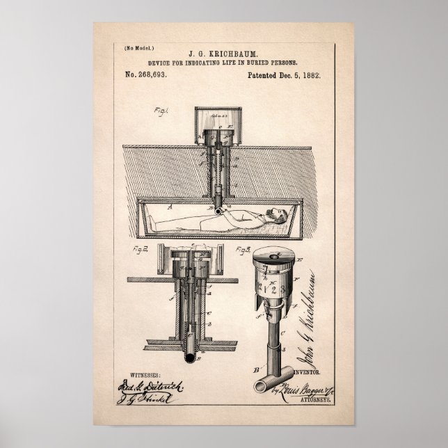 Vintages Leben in Sarg Patent 1882 Poster (Vorne)