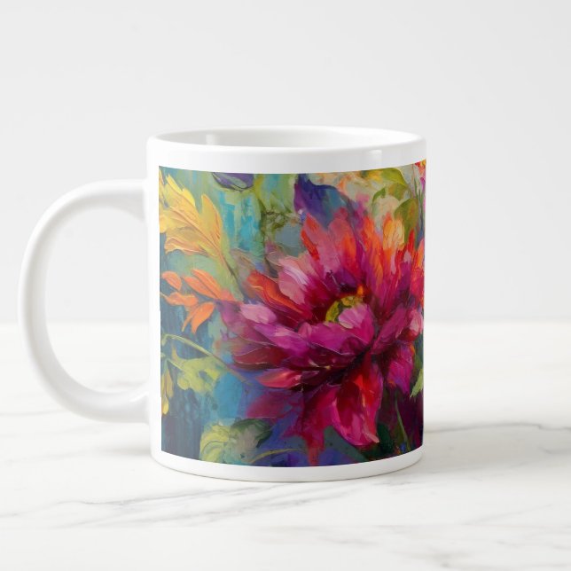 Vintages, lebendiges Blumenbild Jumbo-Tasse (Links)