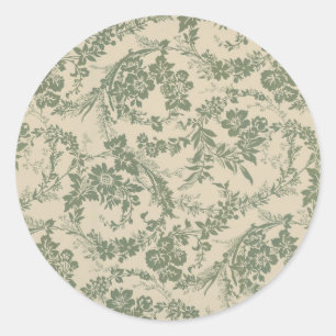 Vintages, lebendiges grünes Blumenmuster Runder Aufkleber
