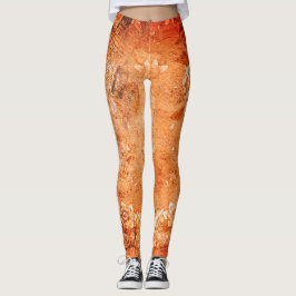 Vintages, lebendiges Orange Cream Floral Script Leggings
