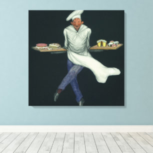Vintages Lebensmittelgeschäft, Bäckerei mit Kond Leinwanddruck