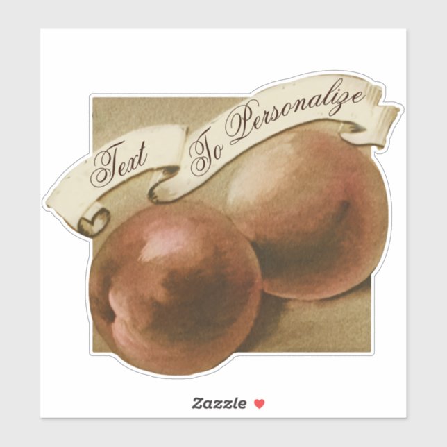 Vintages Lebensmittelgeschäft Peach Aufkleber (Blatt)