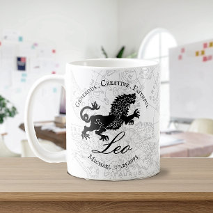Vintages Leder Zodiac-Zeichen Schwarz-weiß  Kaffeetasse