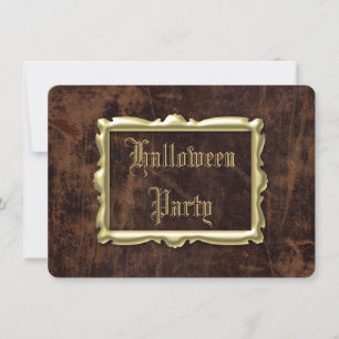 Vintages Lederlook-Halloween-Party Einladung