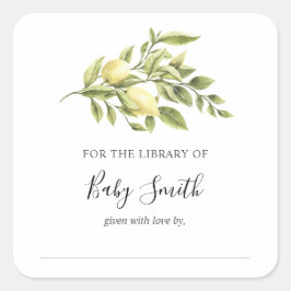 Vintages Lemon Baby Dusche Buchzeichen Quadratischer Aufkleber