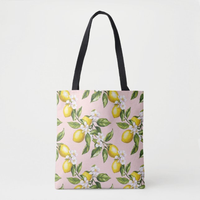 Vintages Lemon & Blossom-Muster auf rosa (2) (Vorderseite)