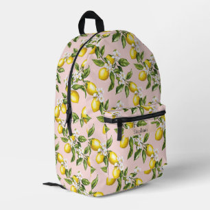 Vintages Lemon & Blossom-Muster auf rosa (2) Bedruckter Rucksack