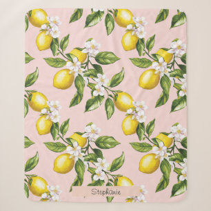 Vintages Lemon & Blossom-Muster auf rosa (2) Sherpadecke