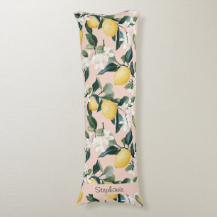 Vintages Lemon & Blossom-Muster in rosa Seitenschläferkissen