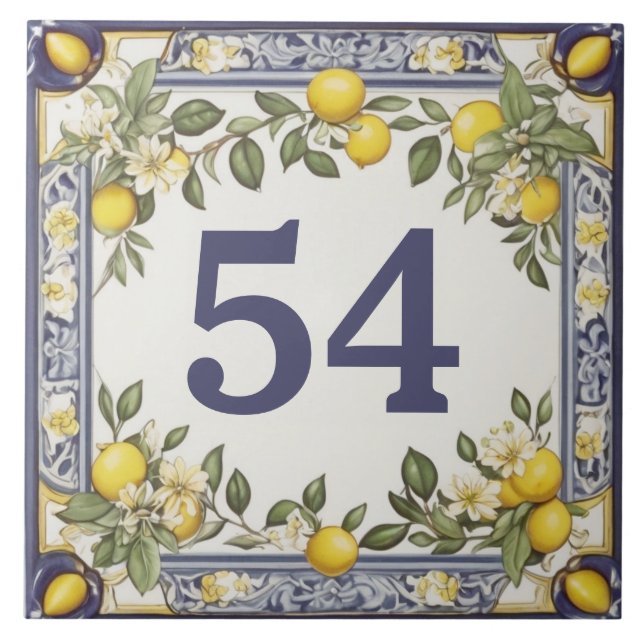 Vintages Lemon Door House Nummernschild Fliese (Vorderseite)