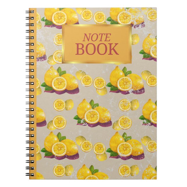 Vintages Lemon-Muster-Notebook Notizblock (Vorderseite)