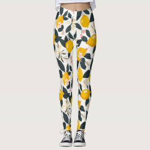 Vintages Lemon- und rosa Blossom-Muster Leggings