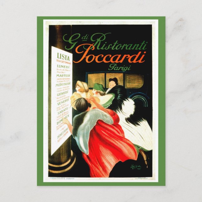 Vintages Leonetto Cappiello Italienisches Restaura Postkarte (Vorderseite)