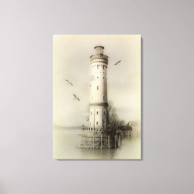 Vintages Leuchtturm Canvas Print Leinwanddruck (Vorderseite)