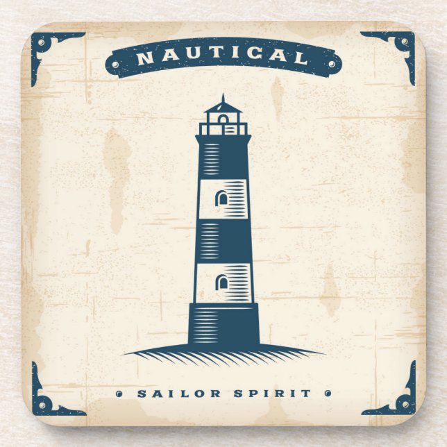 Vintages Leuchtturm-Plakat 1 Untersetzer (Vorderseite)