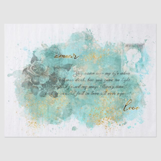 Vintages Liebe-Buchstabe-Seidenpapier Seidenpapier (Vorderseite)