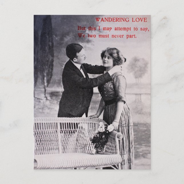 Vintages Liebe Schwarzweiß Postkarte (Vorderseite)