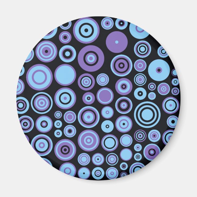 Vintages Lila Blau und Schwarze Fünfzig Abstrakte  Magnet (Vorne)