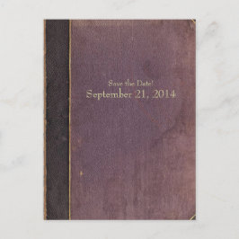 Vintages Lila Buch Save the Date Ankündigungspostkarte