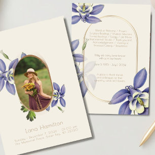 Vintages Lila Foto-Beerdigungsprogramm Einladung