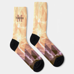Vintages lila geometrisches Monogramm Socken