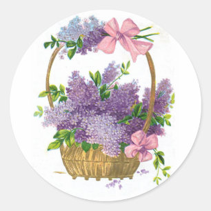 Vintages Lila Lilacs Antique Blume Bouquet Runder Aufkleber