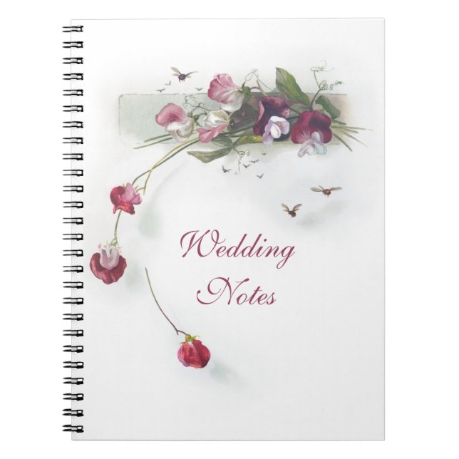 Vintages lila Notizbuch der süßen Erbsen Notizblock (Vorderseite)