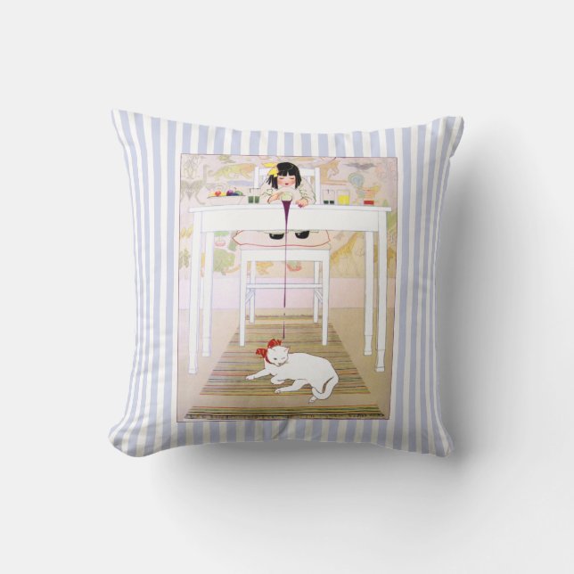 Vintages lila Oops Katzen-Kissen Kissen (Vorderseite)