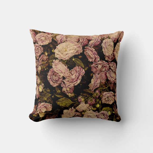 Vintages lila Rosenwurfkissen Kissen (Vorderseite)