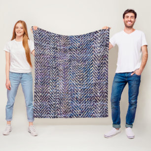 Vintages lila Sahneherringbone Fleecedecke