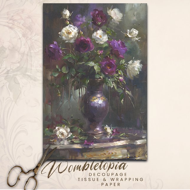 Vintages Lila und weißes RosenBouquet Dekoupage Seidenpapier (Von Creator hochgeladen)