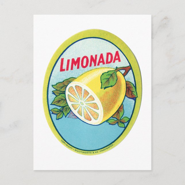Vintages Limonada-Etikett Postkarte (Vorderseite)