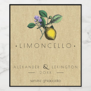 Vintages Limoncello Gastgeschenk Hochzeit Flasche Weinetikett