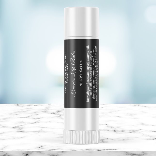 Vintages Lippenbalsam-Etikett - schwarz Quadratischer Aufkleber (Von Creator hochgeladen)