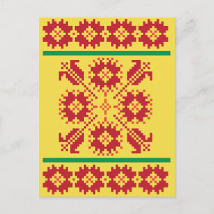 Vintages litauisches geometrisches Volksmuster Postkarte